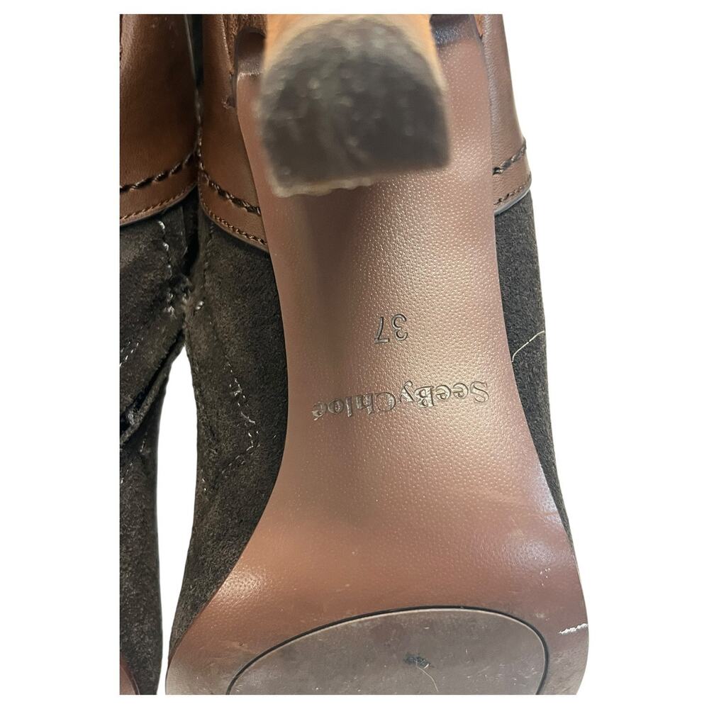 See By Cloe Boots Womens 37 7 Brown Suede Leather Knee High Tall Lara Designer - Picture 10 of 13